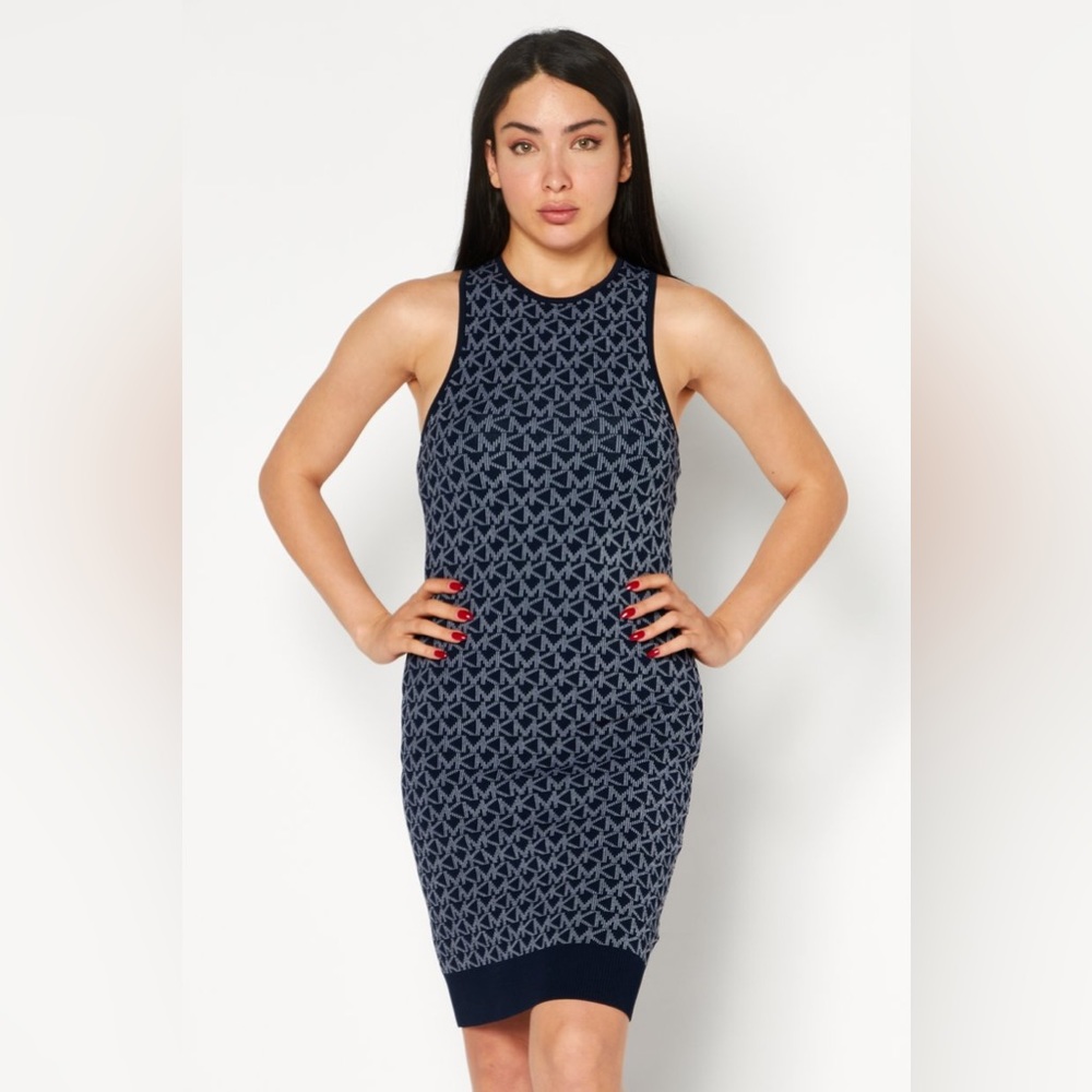 Michael Kors logo-jacquard knitted mini dress